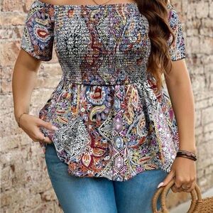 BRAND NEW - Colorful Paisley Off-Shoulder Women's Top